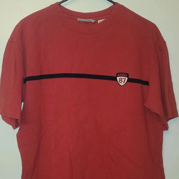 Aeropostale Vintage Aero 87 Mens Med Tee Red w/blue stripe Y2K Millennium LOT N - Picture 2 of 8